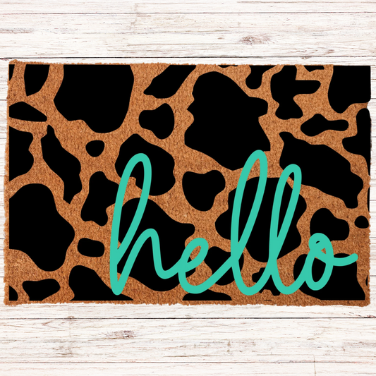 Cow print Hello Doormat