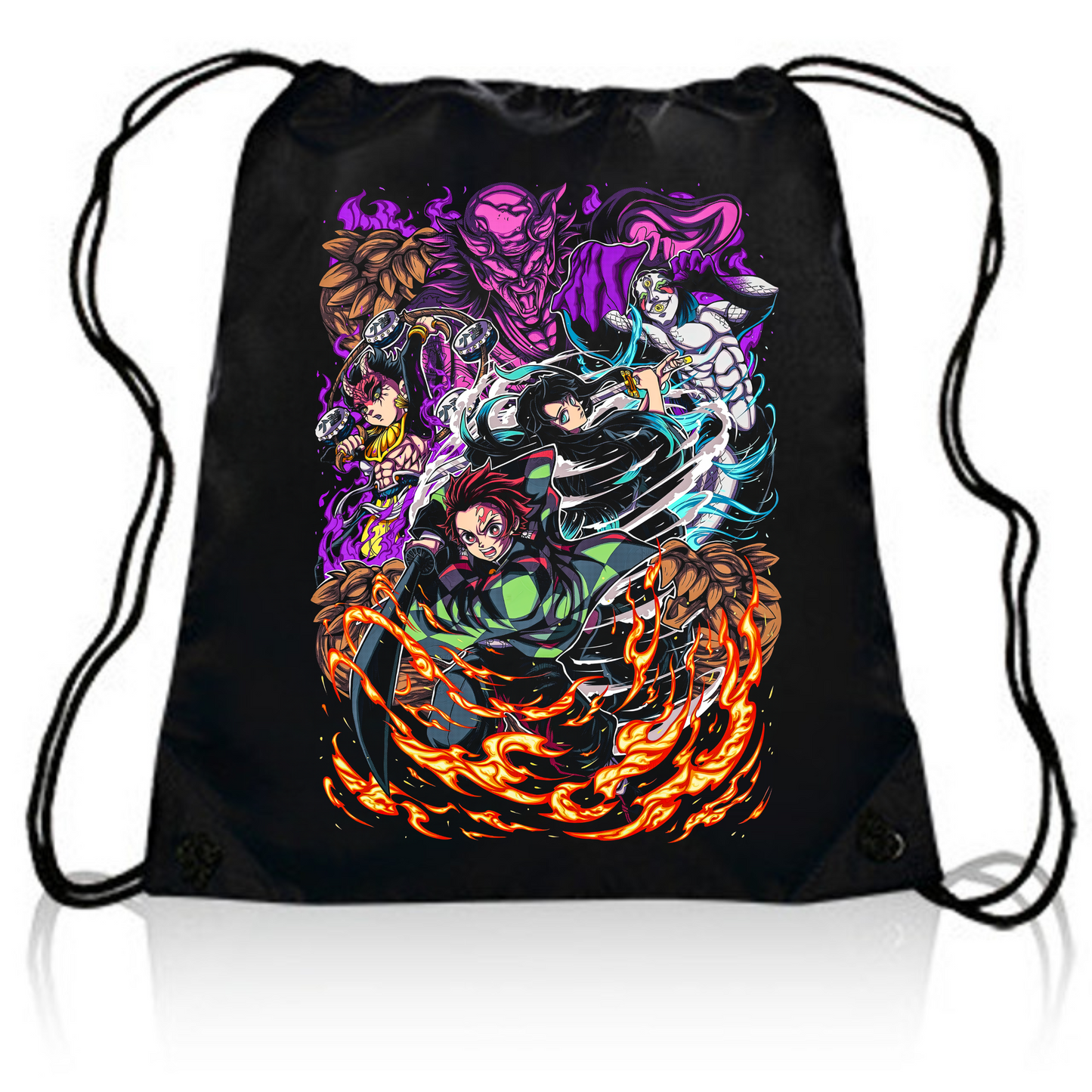 Demon Slayer Flame Battle Drawstring Bag
