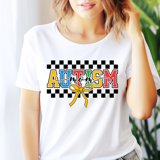 Autism Mom Checkerboard Graphic T-Shirt