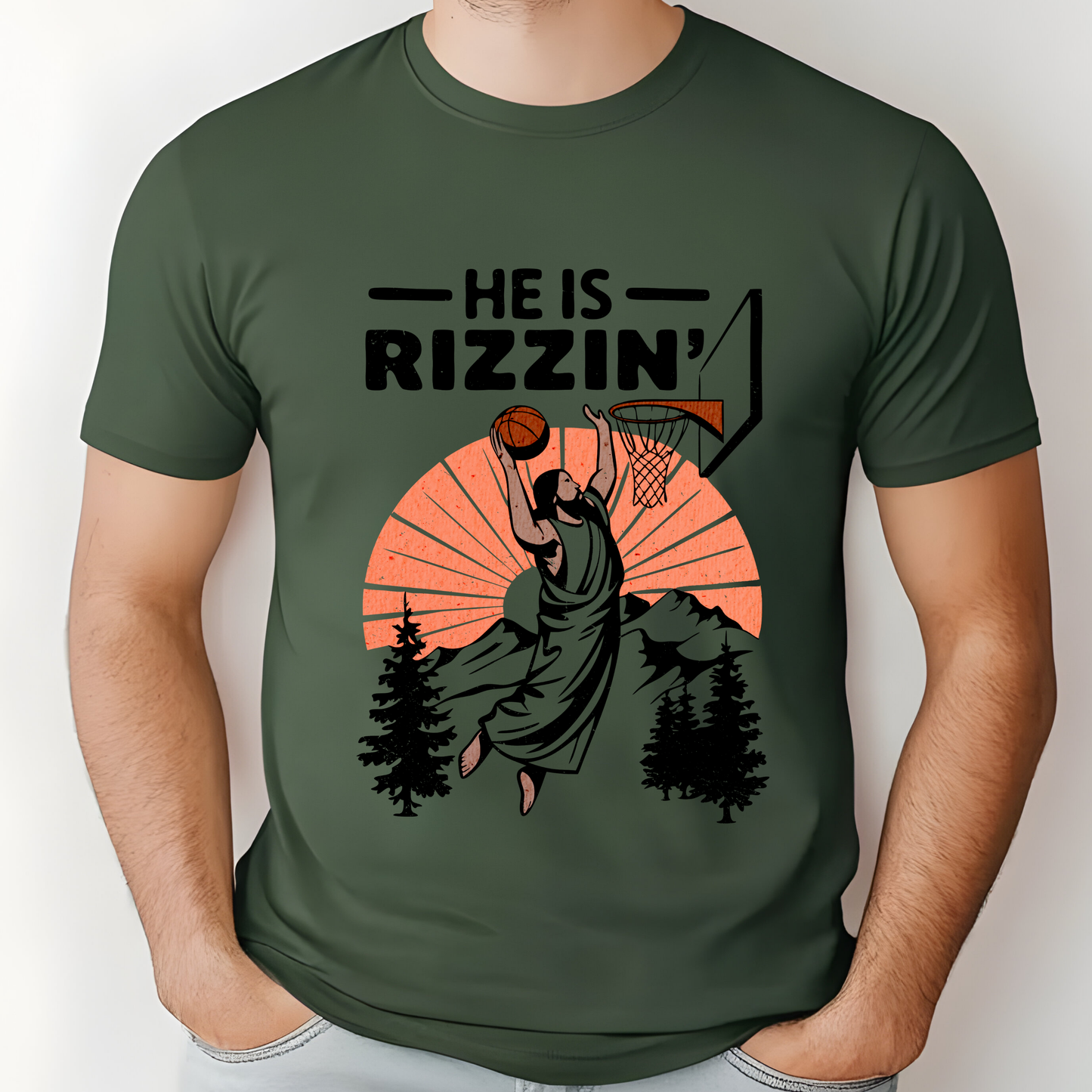 He is Rizzin' Basketball Jesus T-Shirt