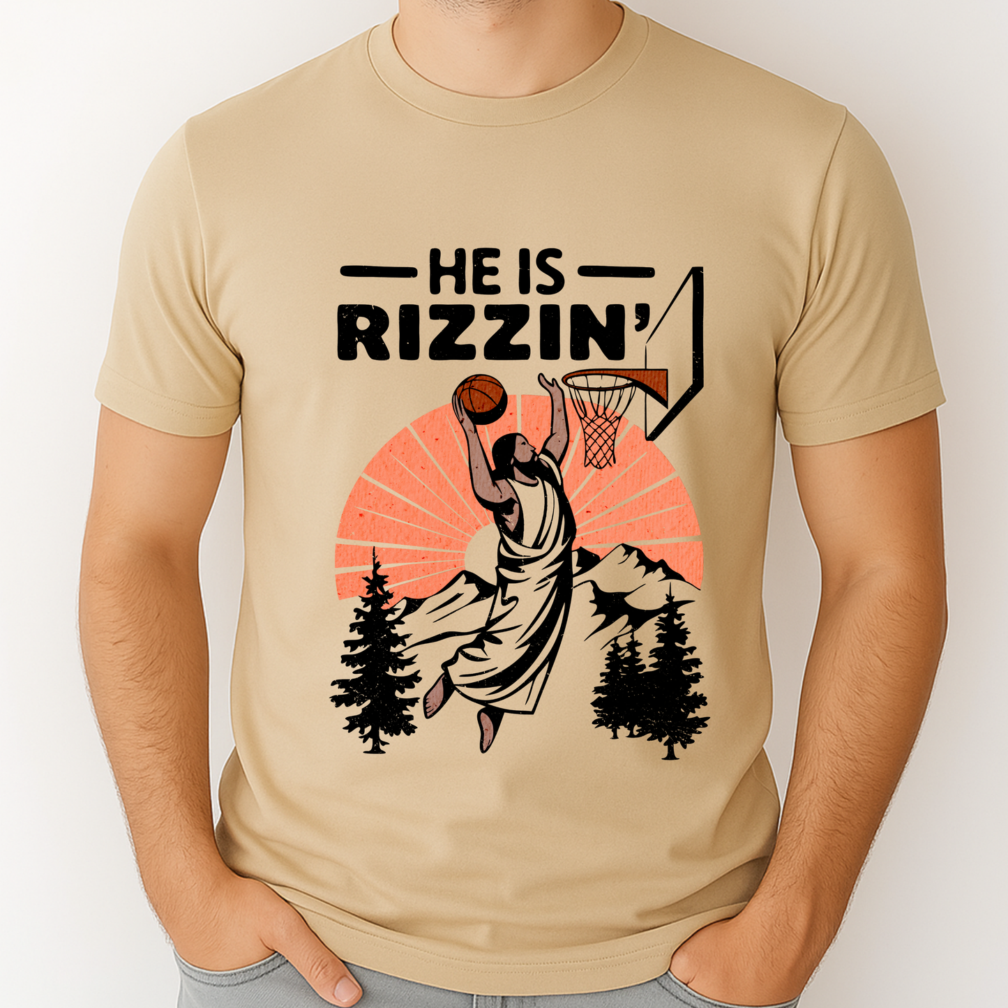 He is Rizzin' Basketball Jesus T-Shirt