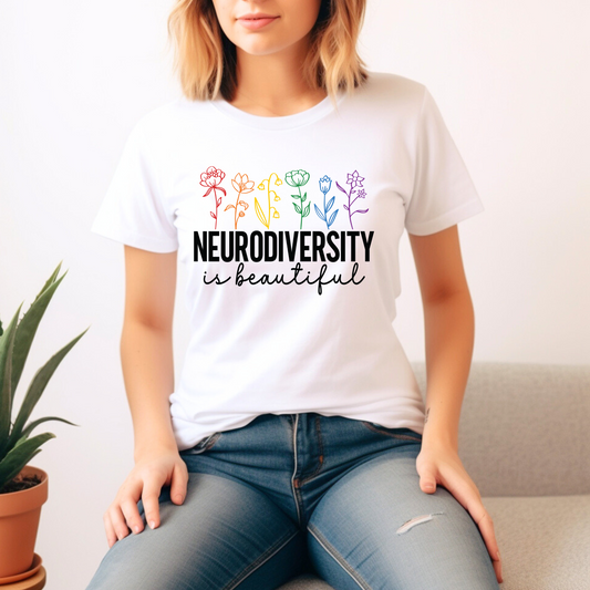 Neurodiversity is Beautiful Floral T-Shirt